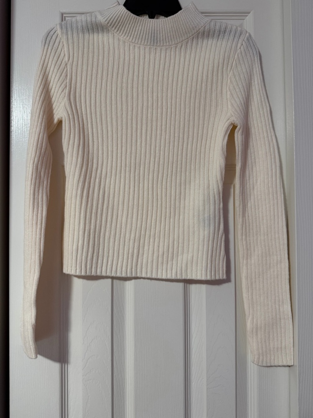 H&M Divided Cream Ribbed Mock Neck Sweater